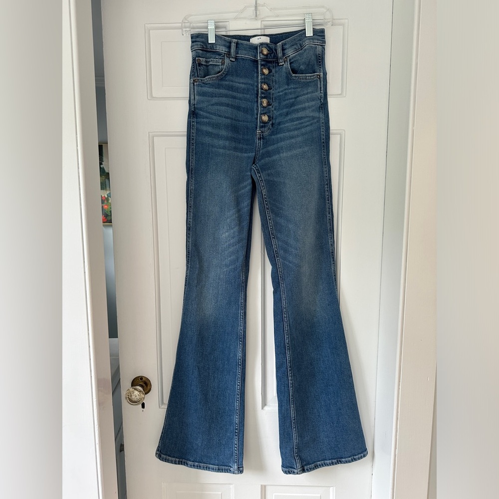 Free People Boyish The Ricky Flared High Waisted Button Fly Jeans in Size 26 - Picture 3 of 13